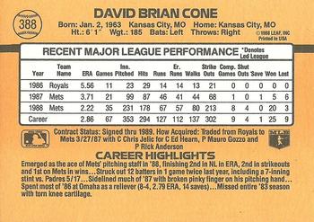 1989 Donruss #388 David Cone Back