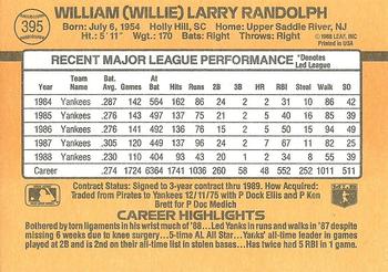 1989 Donruss #395 Willie Randolph Back