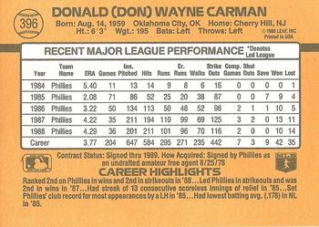 1989 Donruss #396 Don Carman Back