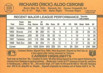 1989 Donruss #398 Rick Cerone Back