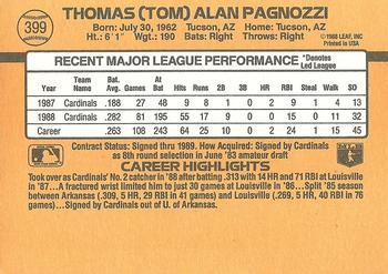 1989 Donruss #399 Tom Pagnozzi Back