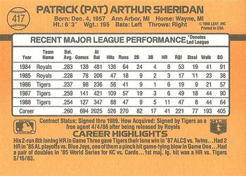 1989 Donruss #417 Pat Sheridan Back