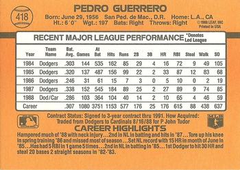 1989 Donruss #418 Pedro Guerrero Back