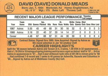 1989 Donruss #424 Dave Meads Back