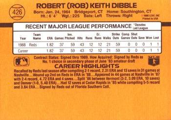 1989 Donruss #426 Rob Dibble Back