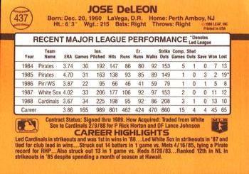 1989 Donruss #437 Jose DeLeon Back