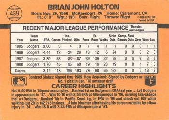 1989 Donruss #439 Brian Holton Back