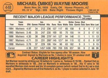 1989 Donruss #448 Mike Moore Back