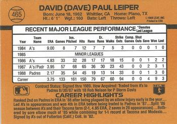 1989 Donruss #465 Dave Leiper Back