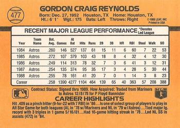 1989 Donruss #477 Craig Reynolds Back
