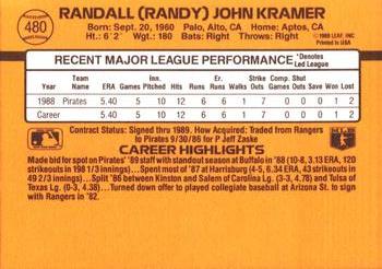 1989 Donruss #480 Randy Kramer Back