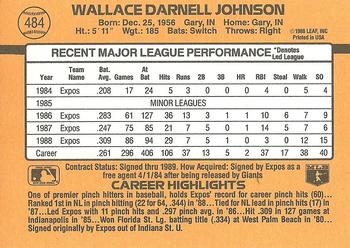 1989 Donruss #484 Wallace Johnson Back