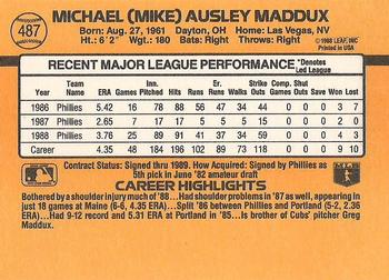 1989 Donruss #487 Mike Maddux Back