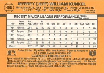 1989 Donruss #496 Jeff Kunkel Back