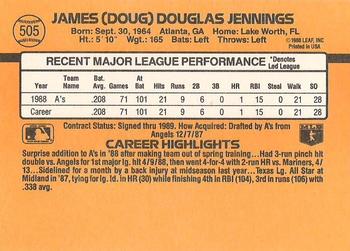 1989 Donruss #505 Doug Jennings Back