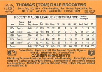 1989 Donruss #508 Tom Brookens Back