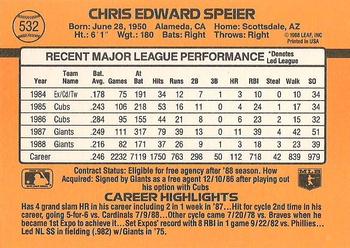 1989 Donruss #532 Chris Speier Back