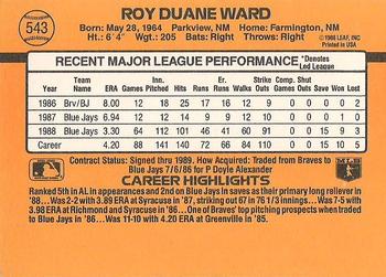 1989 Donruss #543 Duane Ward Back