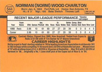 1989 Donruss #544 Norm Charlton Back