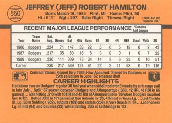 1989 Donruss #550 Jeff Hamilton Back