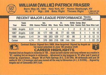 1989 Donruss #567 Willie Fraser Back