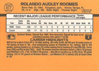 1989 Donruss #577 Rolando Roomes Back