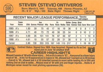 1989 Donruss #596 Steve Ontiveros Back