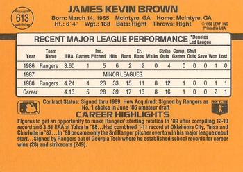 1989 Donruss #613 Kevin Brown Back