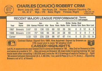 1989 Donruss #617 Chuck Crim Back