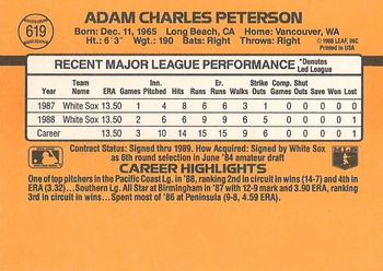 1989 Donruss #619 Adam Peterson Back
