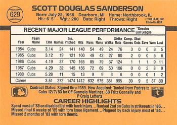 1989 Donruss #629 Scott Sanderson Back