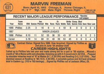1989 Donruss #631 Marvin Freeman Back