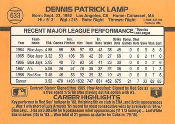 1989 Donruss #633 Dennis Lamp Back