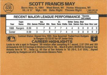 1989 Donruss #636 Scott May Back