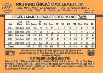 1989 Donruss #638 Rick Leach Back