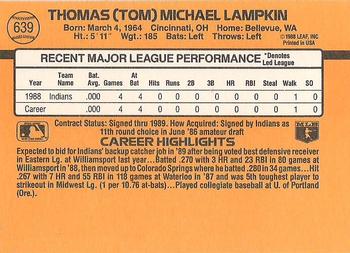 1989 Donruss #639 Tom Lampkin Back