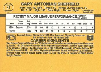 1989 Donruss #31 Gary Sheffield Back