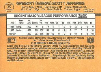 1989 Donruss #35 Gregg Jefferies Back