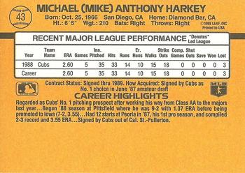 1989 Donruss #43 Mike Harkey Back