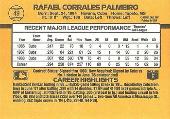 1989 Donruss #49 Rafael Palmeiro Back