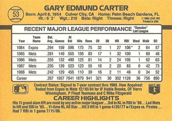 1989 Donruss #53 Gary Carter Back