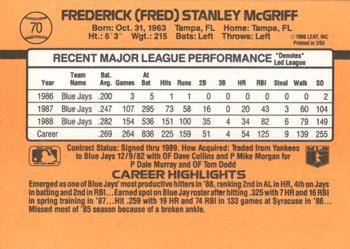 1989 Donruss #70 Fred McGriff Back