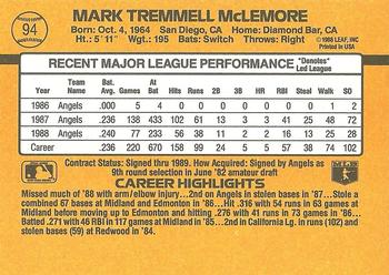 1989 Donruss #94 Mark McLemore Back