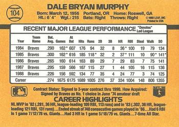 1989 Donruss #104 Dale Murphy Back