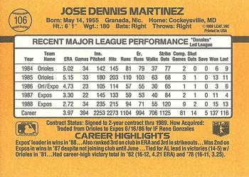 1989 Donruss #106 Dennis Martinez Back