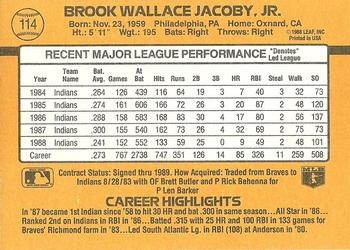 1989 Donruss #114 Brook Jacoby Back