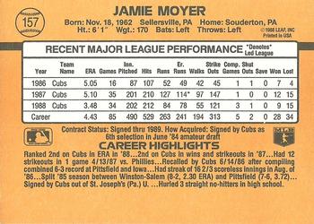 1989 Donruss #157 Jamie Moyer Back