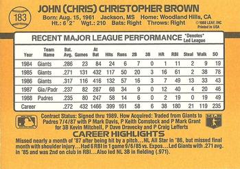 1989 Donruss #183 Chris Brown Back