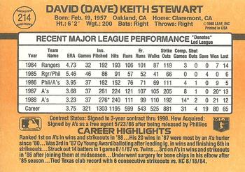 1989 Donruss #214 Dave Stewart Back