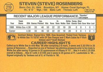 1989 Donruss #219 Steve Rosenberg Back